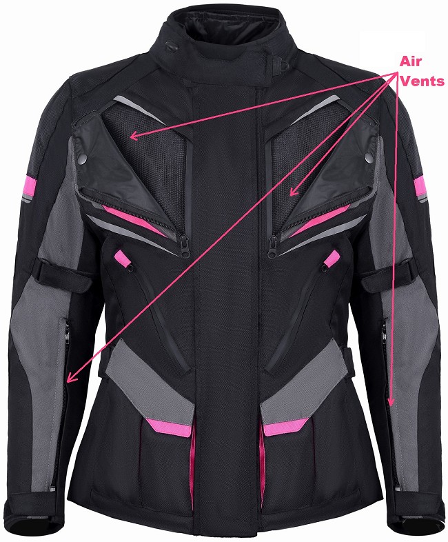 CHAQUETA MUJER 3/4 DE MOTO EN TEXTIL IMPERMEABLE, TRANSPIRABLE Y TÉRMICO CON PROTECCIONES C.E.