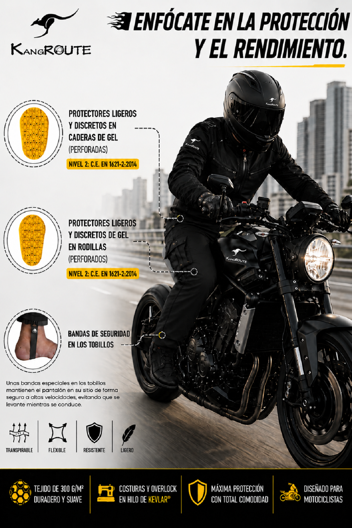 PANTALON DE MOTO VAQUERO ESTILO CHANDAL CARGO UNISEX, ELÁSTICO, 100% FORRADO EN KEVLAR® CON PROTECCIONES GEL CE NIVEL 2. PANTALON DE MOTO VAQUERO ESTILO CHANDAL CARGO UNISEX, ELÁSTICO, 100% FORRADO EN KEVLAR® CON PROTECCIONES GEL CE NIVEL 2.