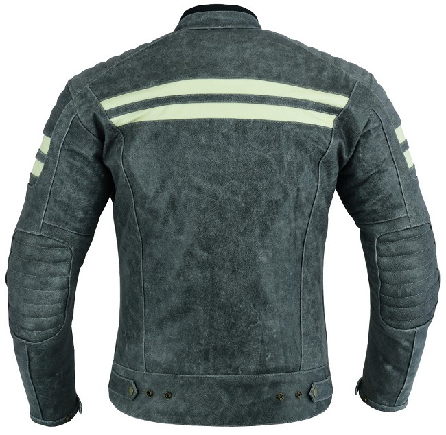 CHAQUETA DE MOTO EN PIEL BÚFALO VINTAGE GRIS CON FORRO Y PROTECCIONES CE EXTRAIBLES CHAQUETA DE MOTO EN PIEL BÚFALO VINTAGE GRIS CON FORRO Y PROTECCIONES CE EXTRAIBLES