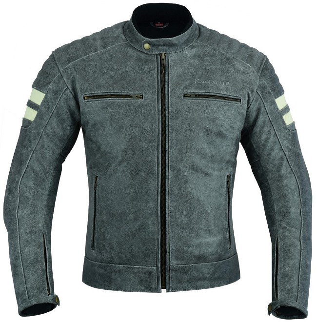 CHAQUETA DE MOTO EN PIEL BÚFALO VINTAGE GRIS CON FORRO Y PROTECCIONES CE EXTRAIBLES CHAQUETA DE MOTO EN PIEL BÚFALO VINTAGE GRIS CON FORRO Y PROTECCIONES CE EXTRAIBLES