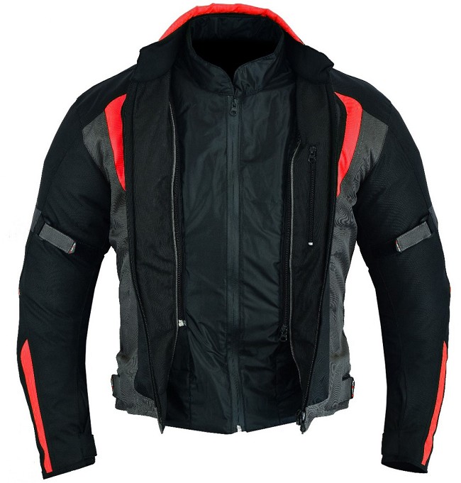 CHAQUETA DE MOTO UNISEX EN TEXTIL IMPERMEABLE, TÉRMICO CON PROTECCIONES C.E.