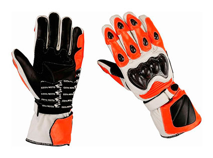 GUANTES DE PIEL CON PROTECCIONES DE CARBONO Y KEVLAR