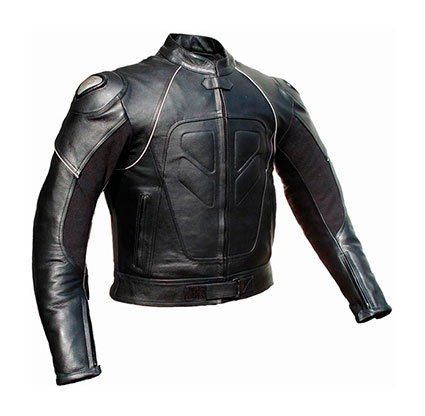 BLOUSON MOTO CUIR AVEC PROTECTIONS EN TITANE