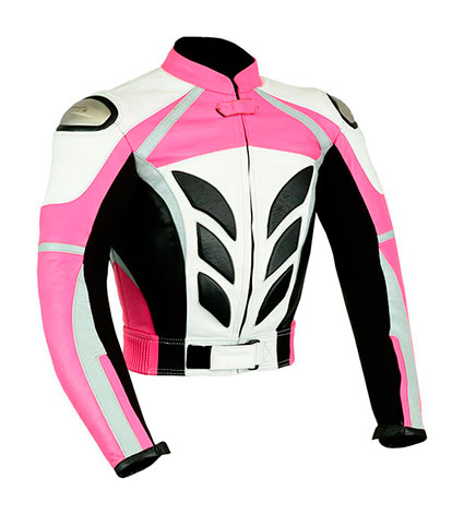 CHAQUETA DE MOTO EN PIEL CON TITANIO, PARA CHICAS