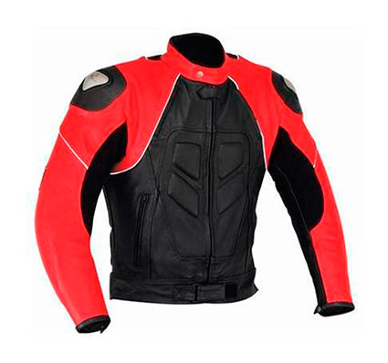 CHAQUETA DE PIEL PARA MOTO, CON PROTECCIONES DE TITANIO