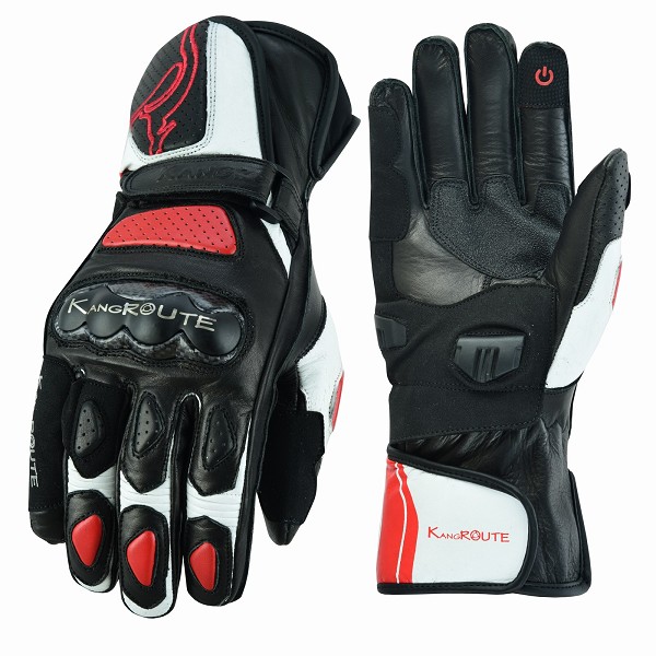 GUANTES DE MOTO EN PIEL ANILINA CON PROTECCIONES CARBONO Y ACERO INOXIDABLE