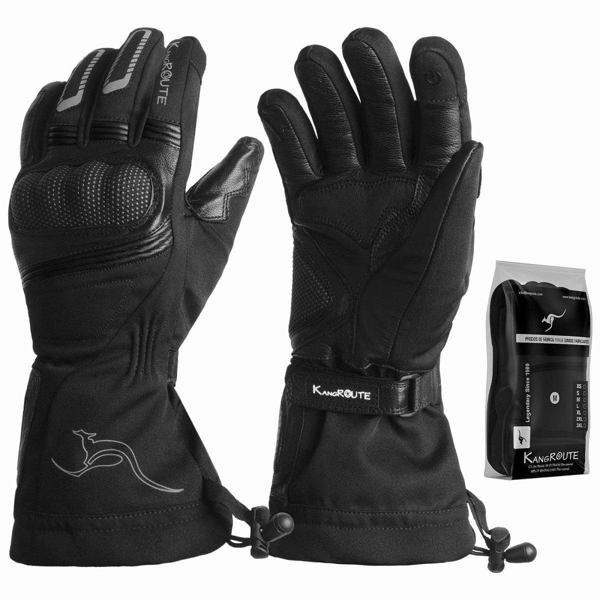 GUANTES DE MOTO INVERNALES DE PU&Ntilde;O LARGO CON MEMBRANA IMPERMEABLE Y T&Eacute;RMICOS.