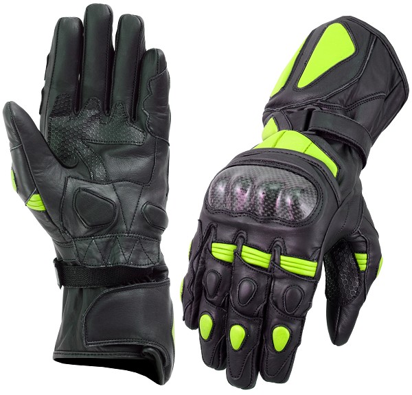 GUANTES DE PIEL CON PROTECCIONES DE FIBRA DE CARBONO PARA MOTORACING