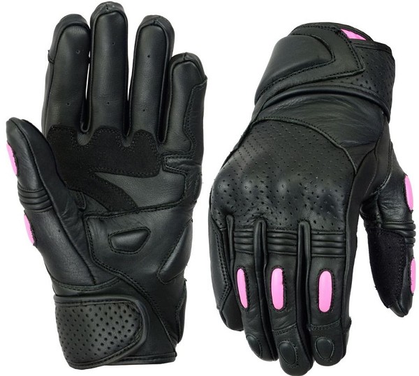 GUANTES DE CUERO CON PROTECCIONES PARA CHICAS MOTERAS