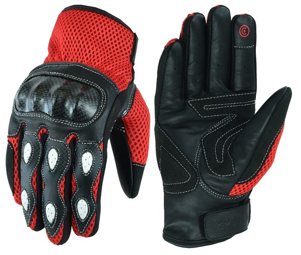 GUANTES DE VERANO PARA MOTORISTAS EN PIEL, MALLA Y FIBRA DE CARBONO