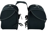 ALFORJAS VINTAGE DE MOTO LATERALES RIGIDAS, REFORZADAS DE LONA CANVAS NEGRO