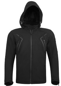 CHAQUETA DE MOTO UNISEX EN TEJIDO SOFTSHELL, NEOPRENO IMPERMEABLE, TRANSPIRABLE Y TÉRMICO CON PROTECTORES C.E. EN 1621-2 NIVEL 2