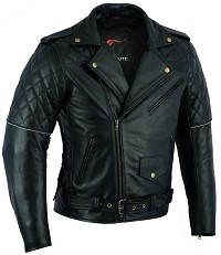 CHAQUETA CRUZADA DE PIEL PARA MOTORISTAS CON FORRO Y PROTECTORES C.E. EXTRAIBLES