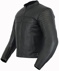 CHAQUETA DE MOTO EN CUERO CON FORRO Y PROTECCIONES DESMONTABLES