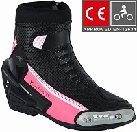 BOTAS DE MOTO DE CARRETERA PARA MUJER, DE ESTILO DEPORTIVO, DE CAÑA CORTA/MEDIA, ULTRAPERFORADAS, CON HOMOLOGACIÓN CE (EPI)