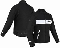 CHAQUETA DE VERANO PARA MUJER, PERFORADA, CON PROTECCIONES CE Y FORRO IMPERMEABLE DESMONTABLE. CERTIFICADA CE CLASE AA.